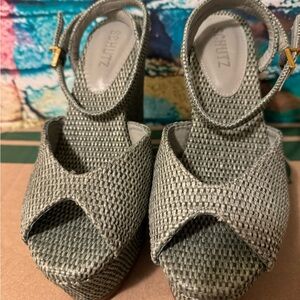 Schutz Women's Green Woven Sandals